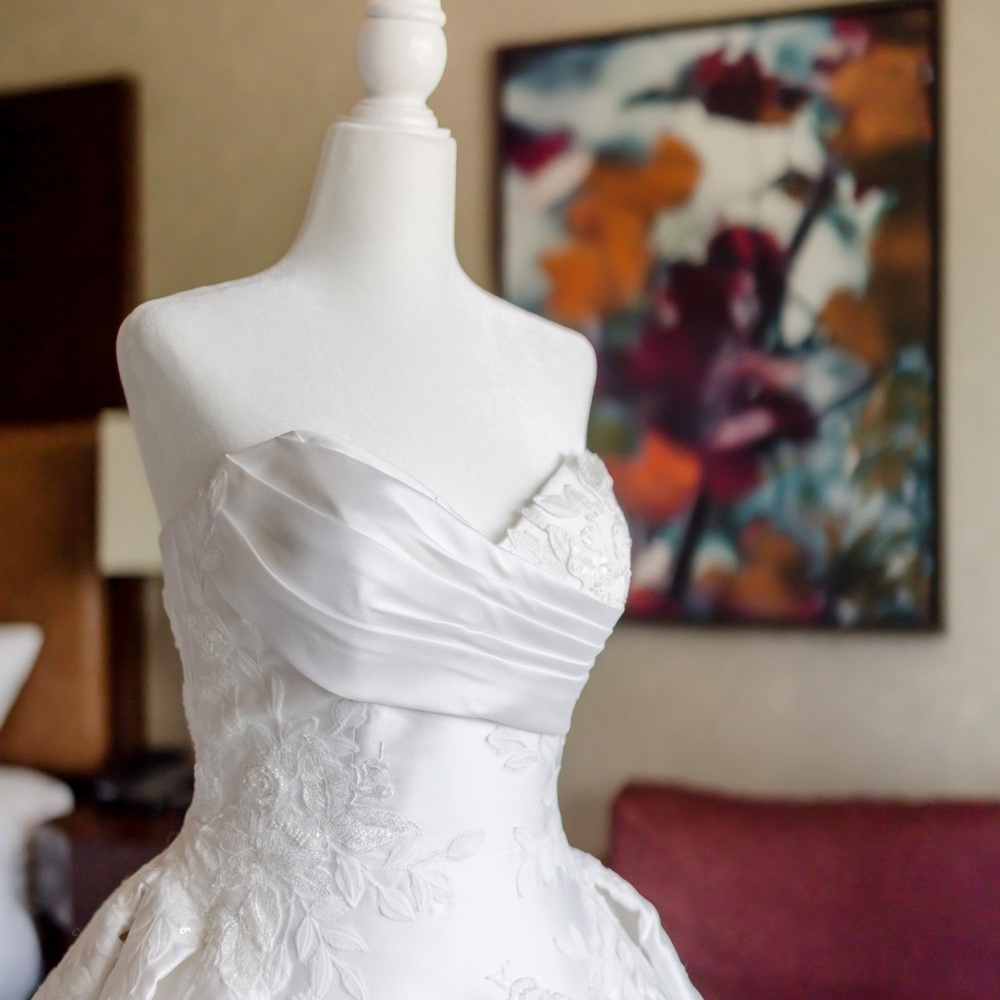 Elegant Strapless Stella Ivory Wedding Dress Gown Size 4 with Matching Veil - Picture 3 of 8